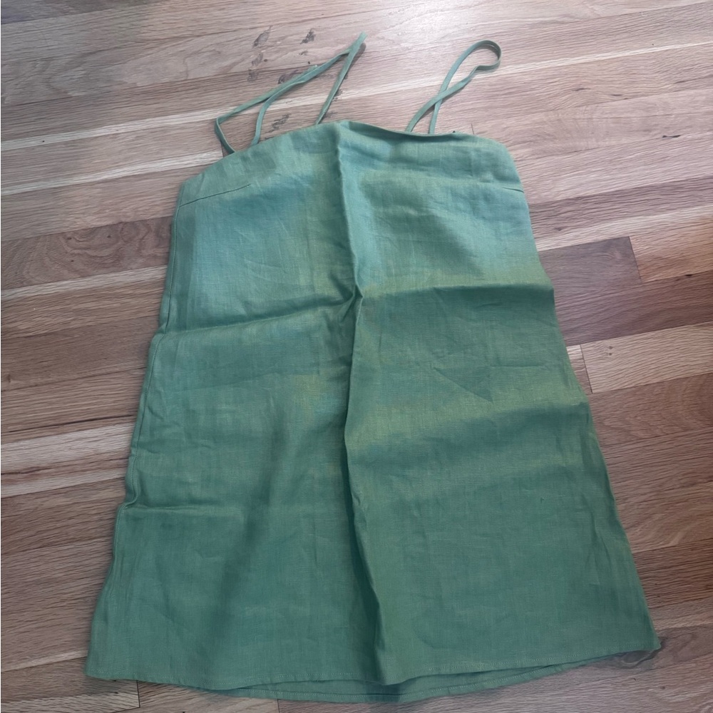 Reformation Green Linen Dress